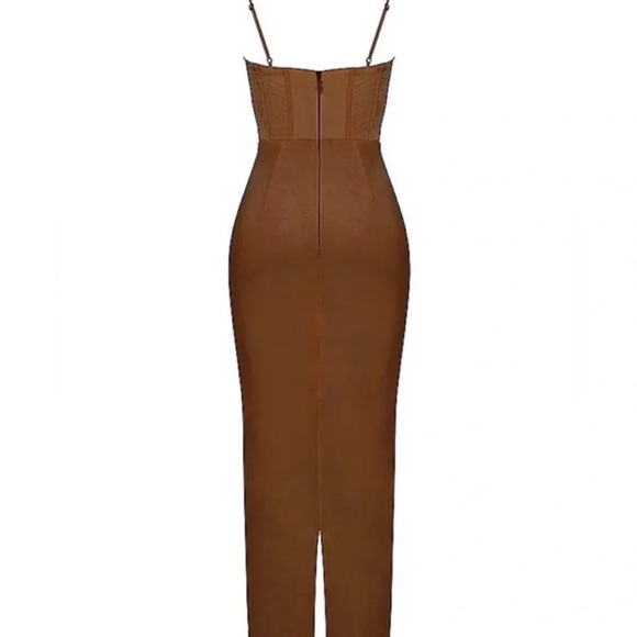 House of CB Brown Charmaine Maxi Dress Long - Picture 3 of 4